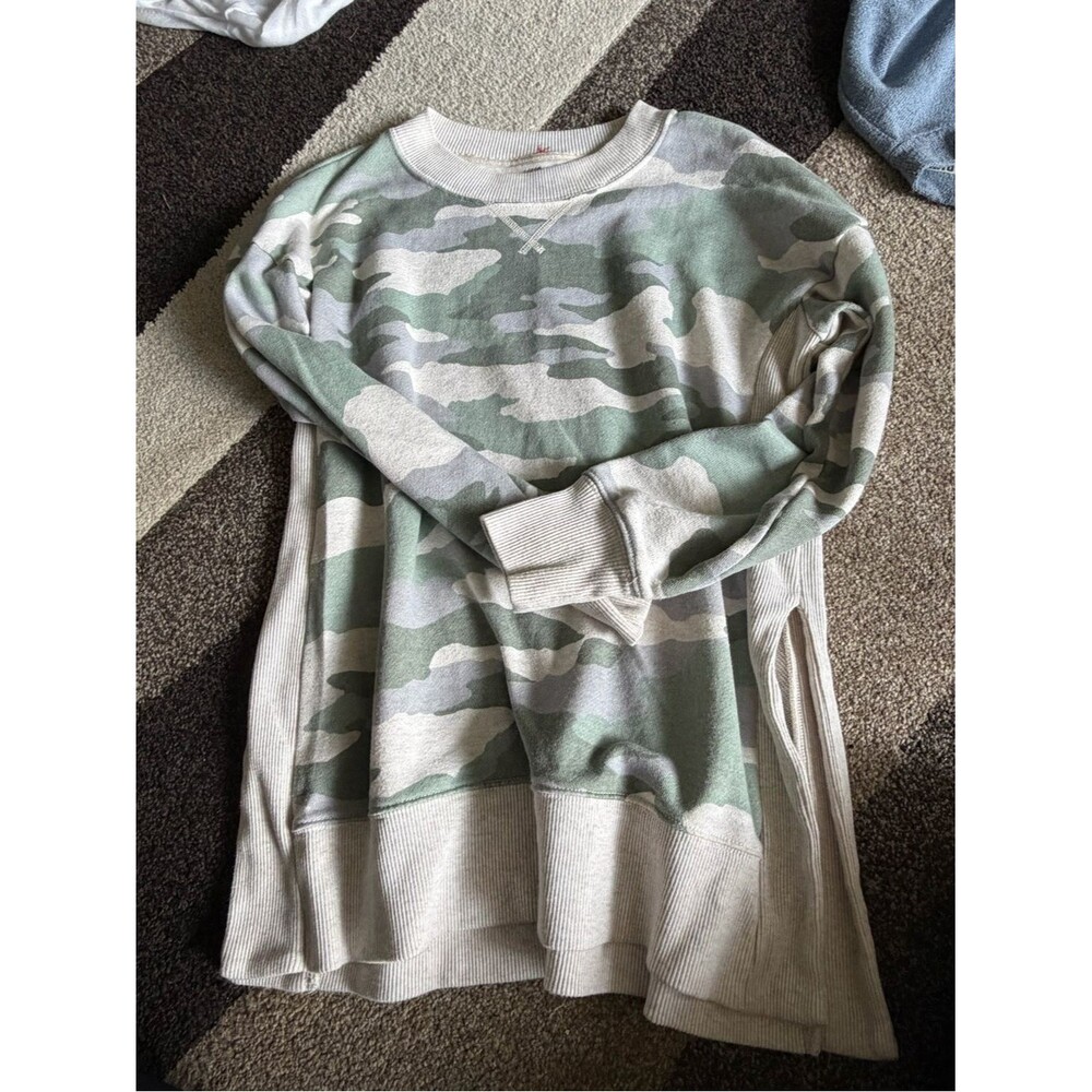 aerie Sage and Cream Camo Crewneck Sweatshirt